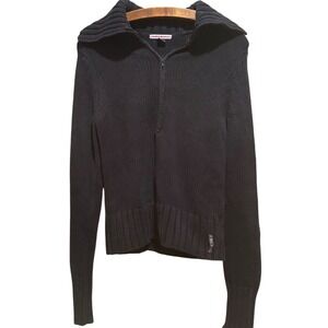 Vintage 90s Polo Jeans Co Ralph Lauren Sz M‎ 1/2 Zip Navy Sweater-Preppy
